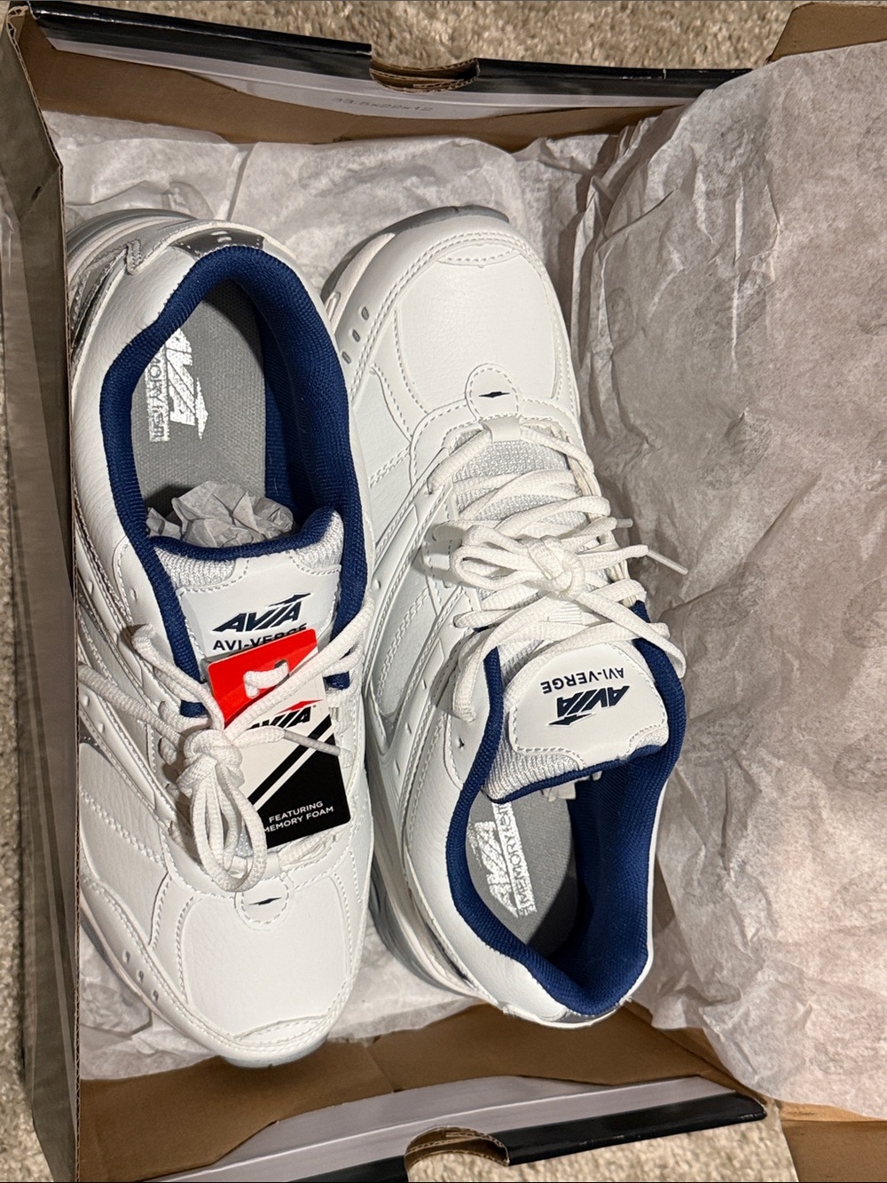 Avia Women’s White and Navy Athletic Tennis Sneakers